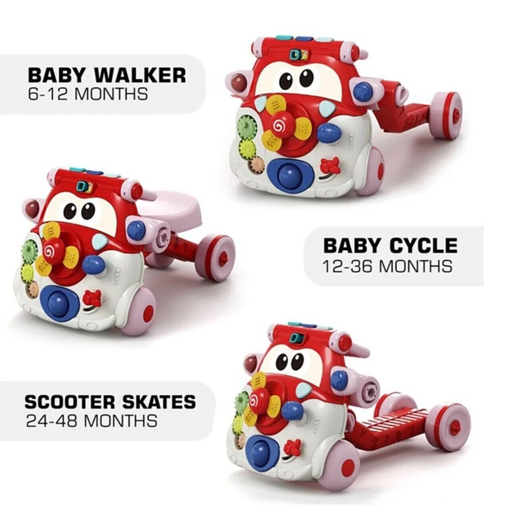 3 in 1 Baby Walker - Green Musical keyboard