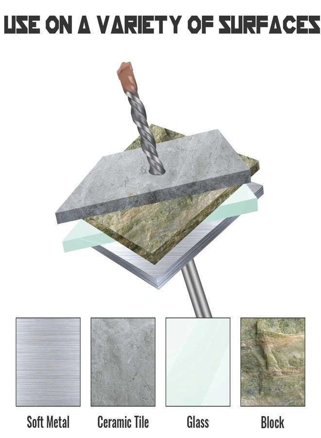 SDS Plus Rotary Hammer Drill Bit Set - Carbide Tipped 10 Pack 1/8" 1/4" 5/16" 3/8" 1/2"