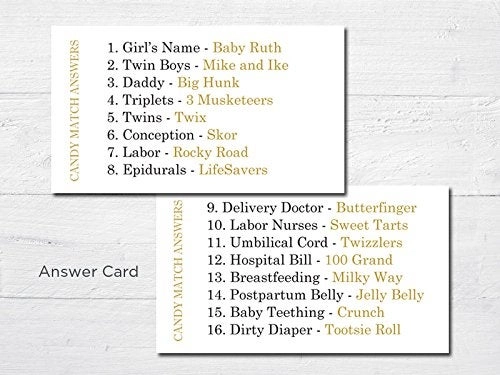 Sweet Pregnancy Candy Match Baby Shower Game - 24 Count