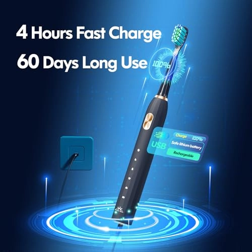 Sonic Toothbrush - 5 Cleaning Modes 9 Brush Heads