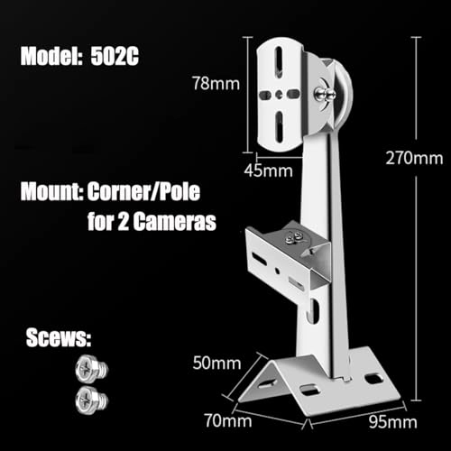 CCTV Security Camera Corner Pole Corner Mounting Bracket - Stainless Steel 26cm/10.2"