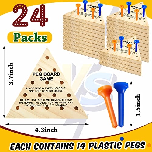 Wooden Triangle Peg Game - 24 Count Blue, Yellow