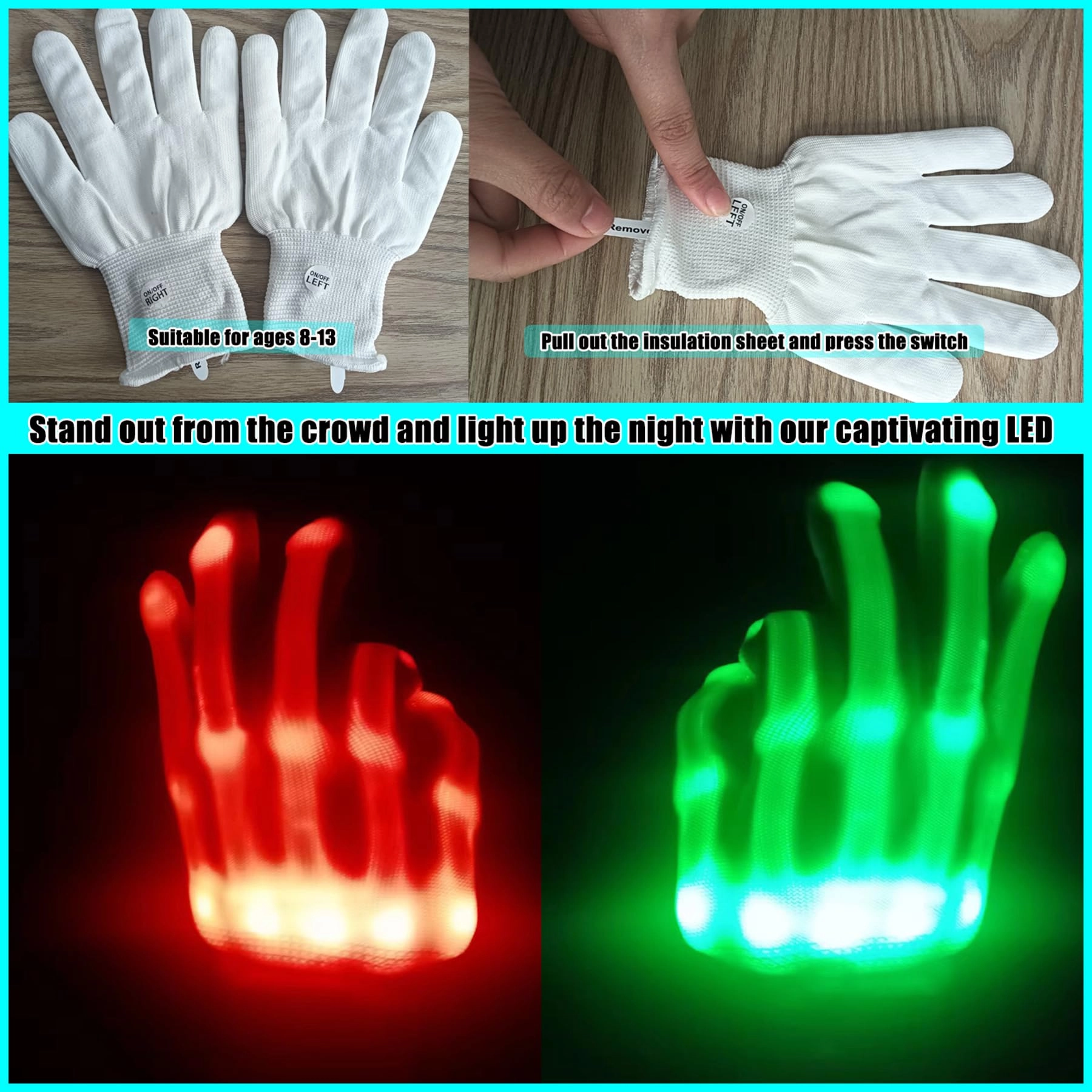 LED Gloves - 8-13 years