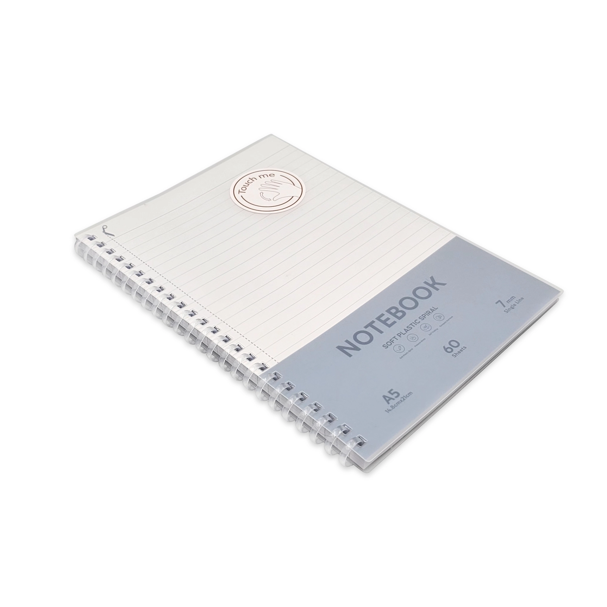 Soft Spiral Plastic Cover Notebook A5 Spiral - Lined 60 Sheets