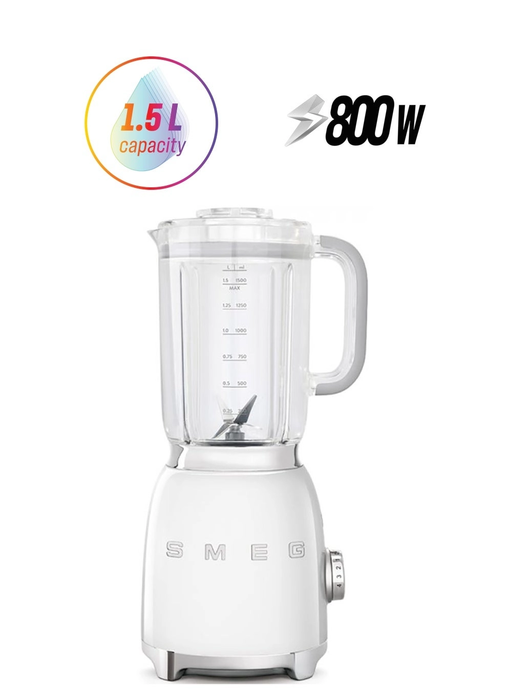 Smeg 50's Retro Style Citrus Juicer - preset smoothie and crushed ice programmes, 45 ml measuring cup