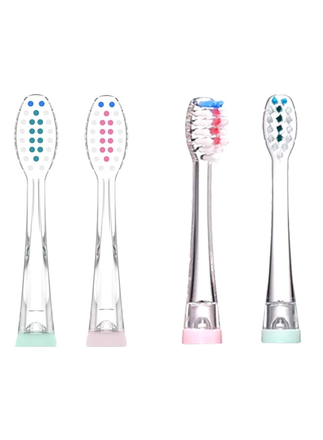 seago Electric Toothbrush Replacement Head - 4-Piece Green/Pink/Clear Set