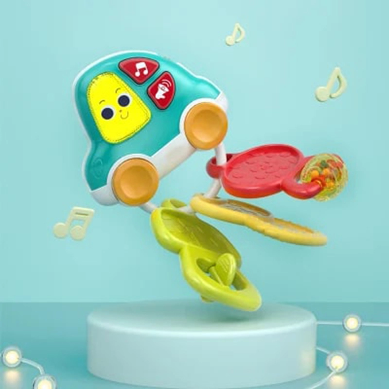Baby Rattle Teething Car Toy - High-quality plastic with food-grade silicone.