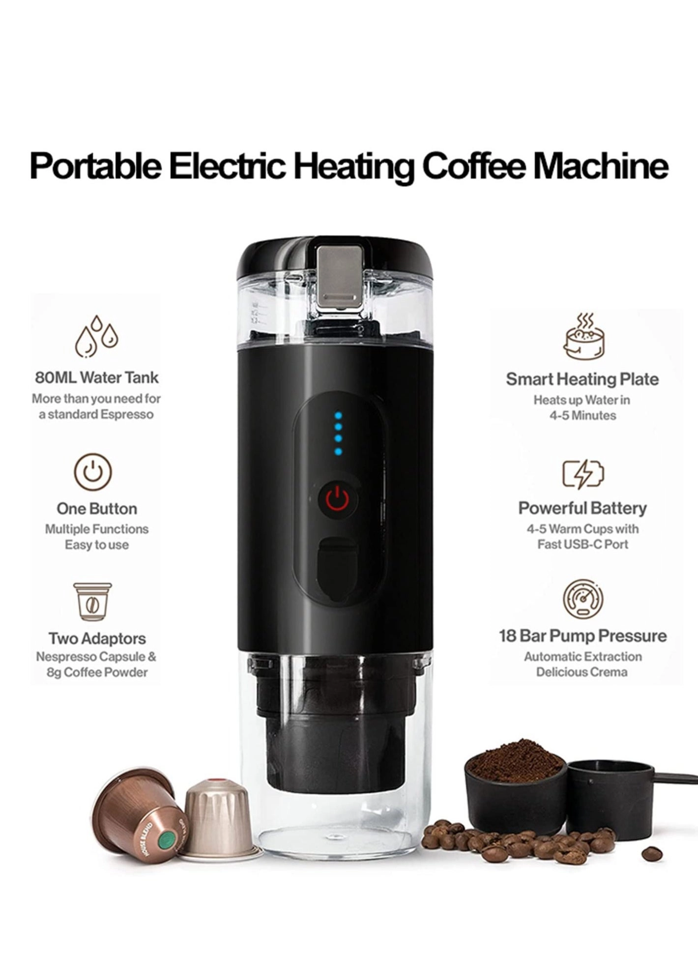 Portable Espresso Machine 20BAR 12V USB 152964