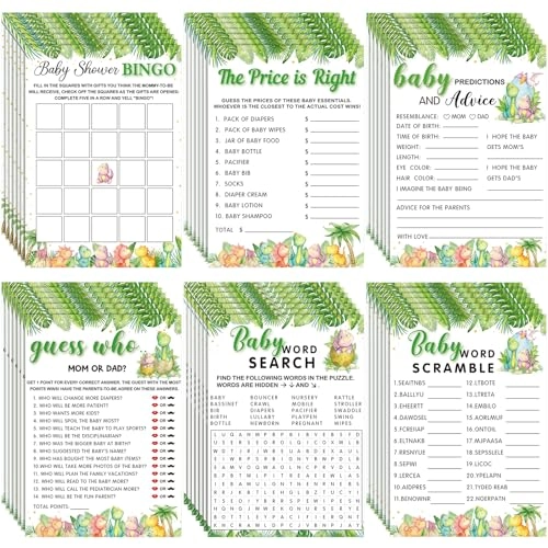 Dinosaur theme baby shower games - 302 Pcs 6 - 15 years English