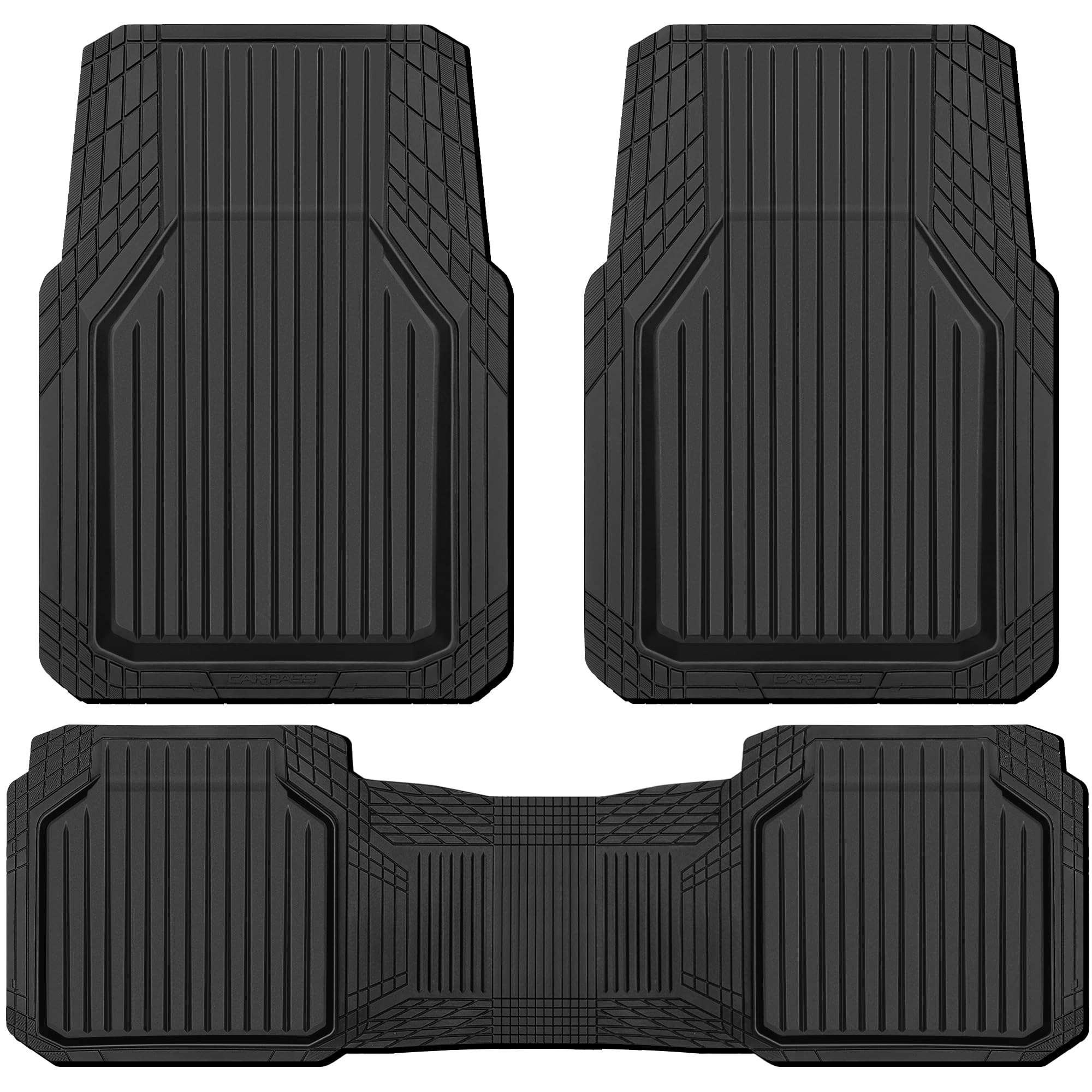 Heavy Duty Rubber Floor Mats - Universal Fit 3pcs Black Purple