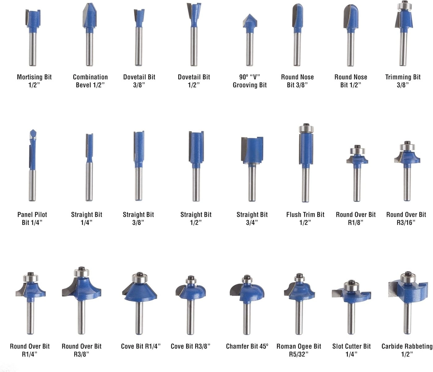 Router Bit Set - 0.25-inch shank 24-pieces