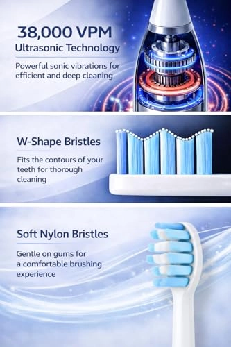 Sonic Electric Toothbrush - 38,000 VPM 5 Brushing Modes White