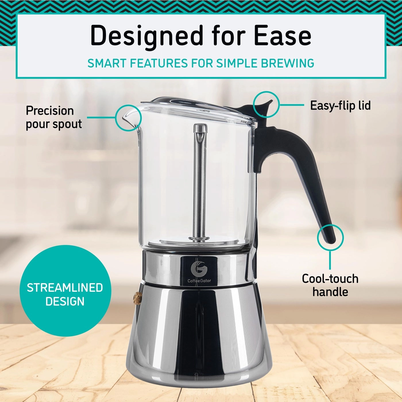 Moka Pot - Stovetop Glass & Stainless Steel