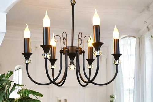 Antique Style Chandelier - Black 5 Candle Lights