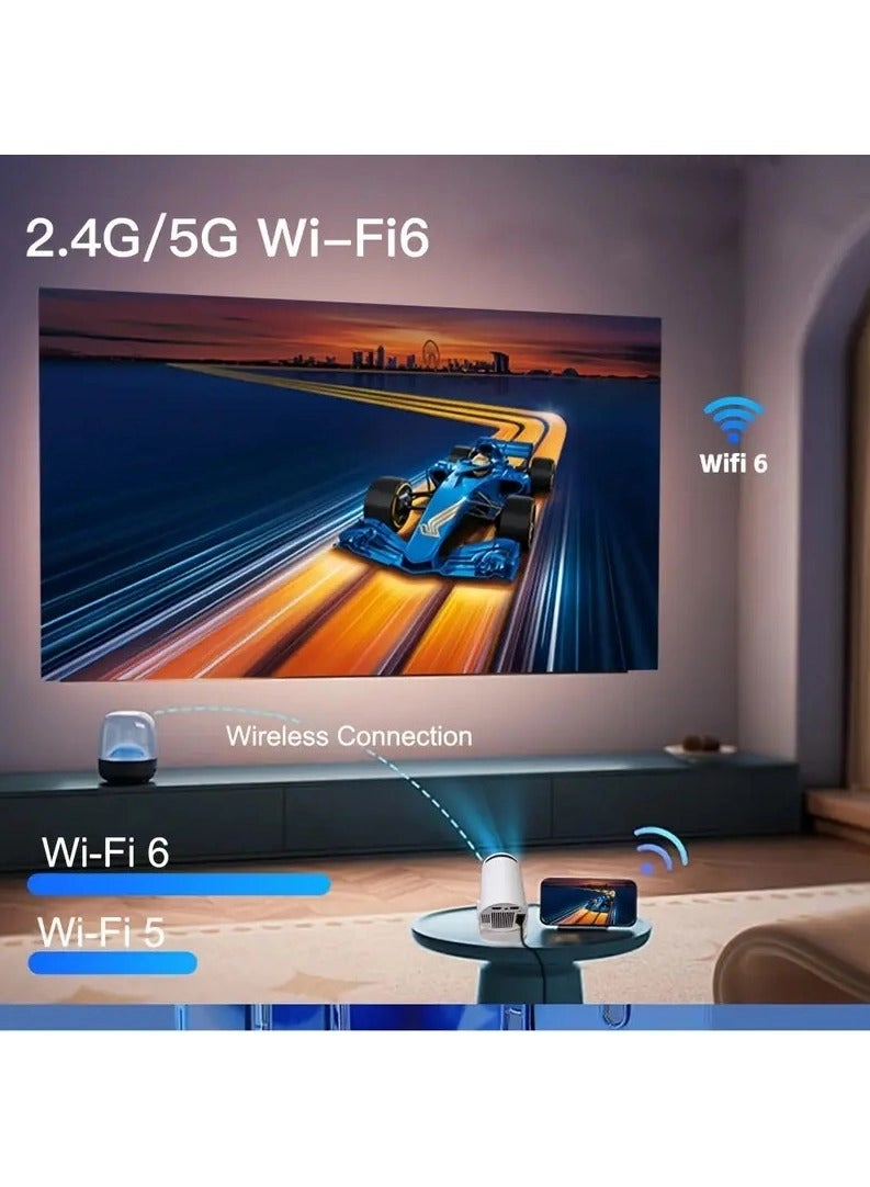 Smart Mini Projector - 5G WiFi 4K Support 360° Premium Sound