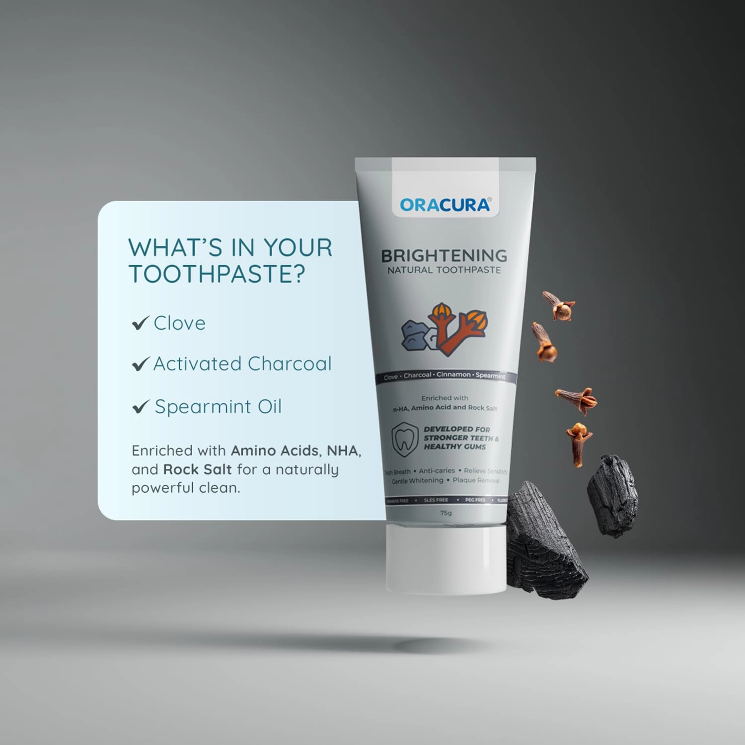 Brightening Natural Charcoal Toothpaste Above 6 Years 75 g