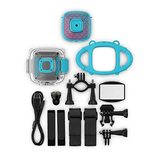 Kitvision Kids Waterproof Digital Action Camera for Children with Accessories (Mounts, Adaptors & 4 GB Micro SD Card), Built-in Microphone and Rechargeable Battery - Clear/Blue