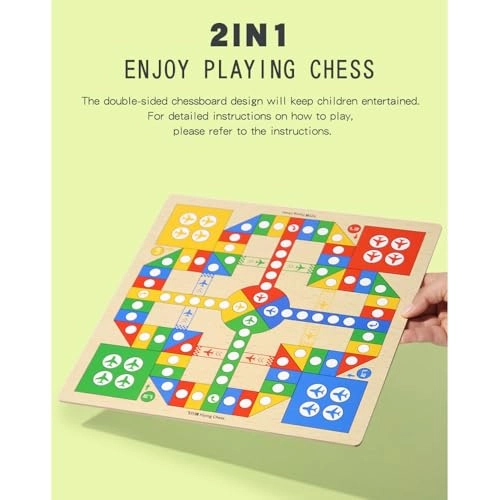 2-in-1 Chess Game - Double-Sided Wood & ABS