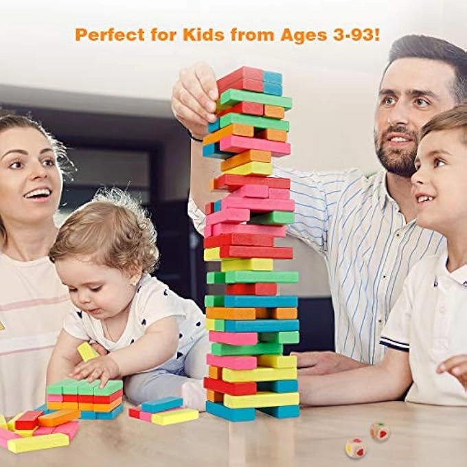 Wooden Blocks Stacking Game - 4+ 54 pieces