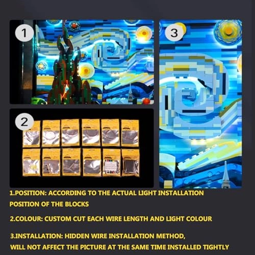 Vincent-Gogh The Starry-Night - lego-21333 LED Lighting Kit Compatible with Lego Building Blocks Model