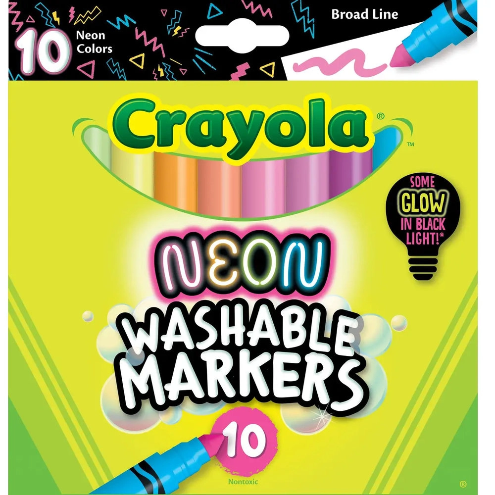 Crayola Bold & Bright Broad Line Washable Markers - Pack of 10 Conical tip