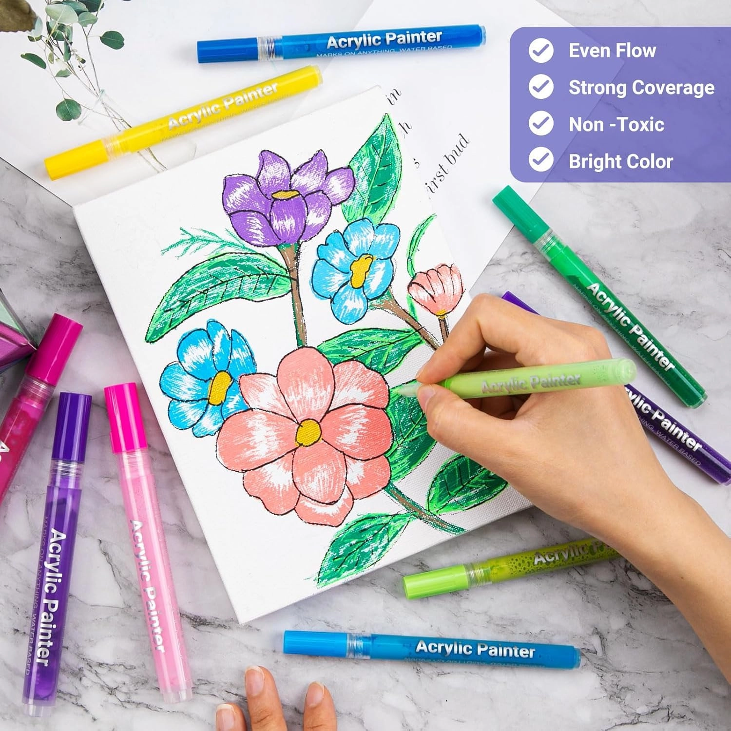 Acrylic Paint Markers Set - Multicolor Bold