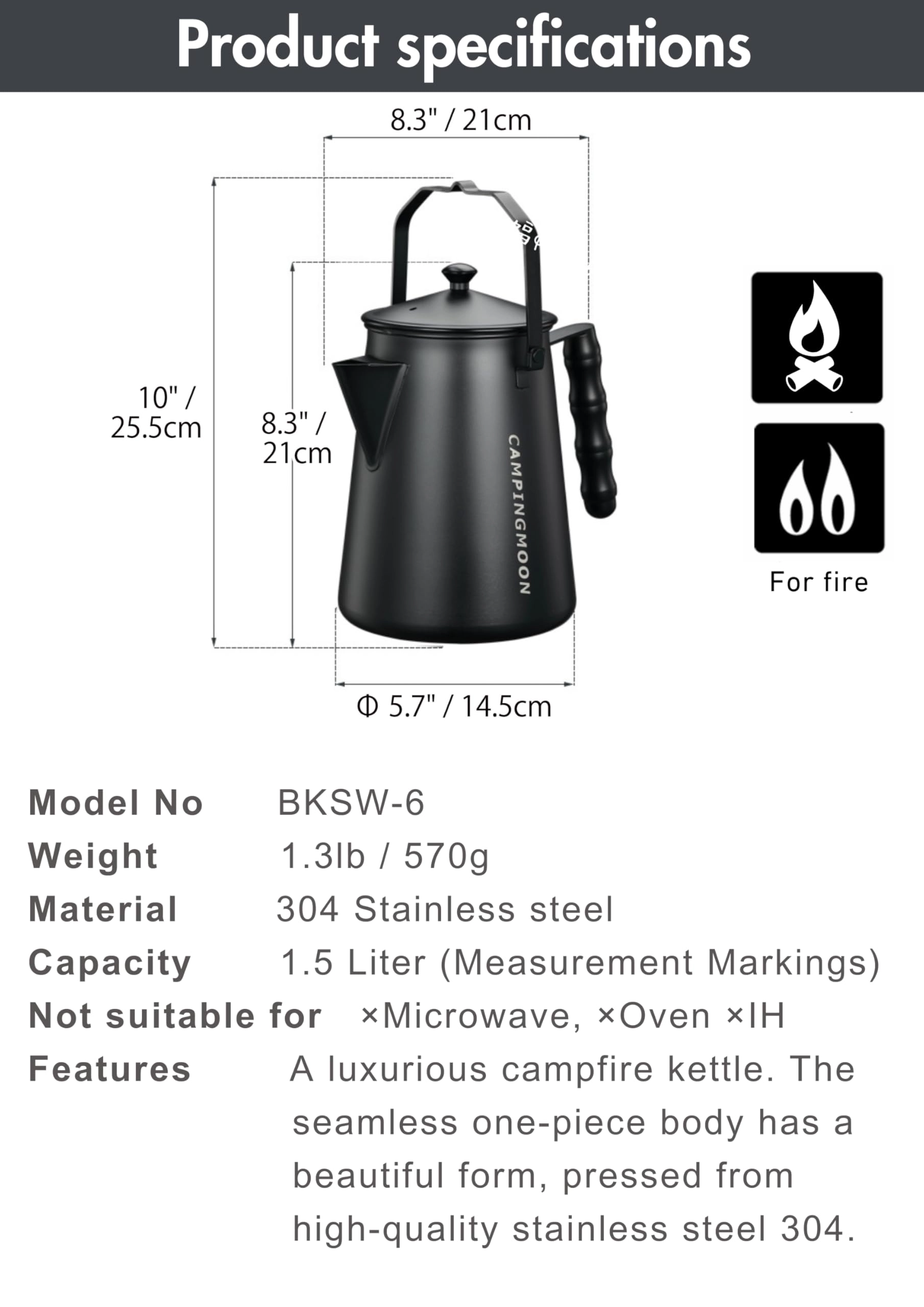 Campfire Kettle - 1.5L