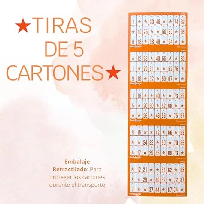 Bingo Cartons - 504 90 Balls Orange