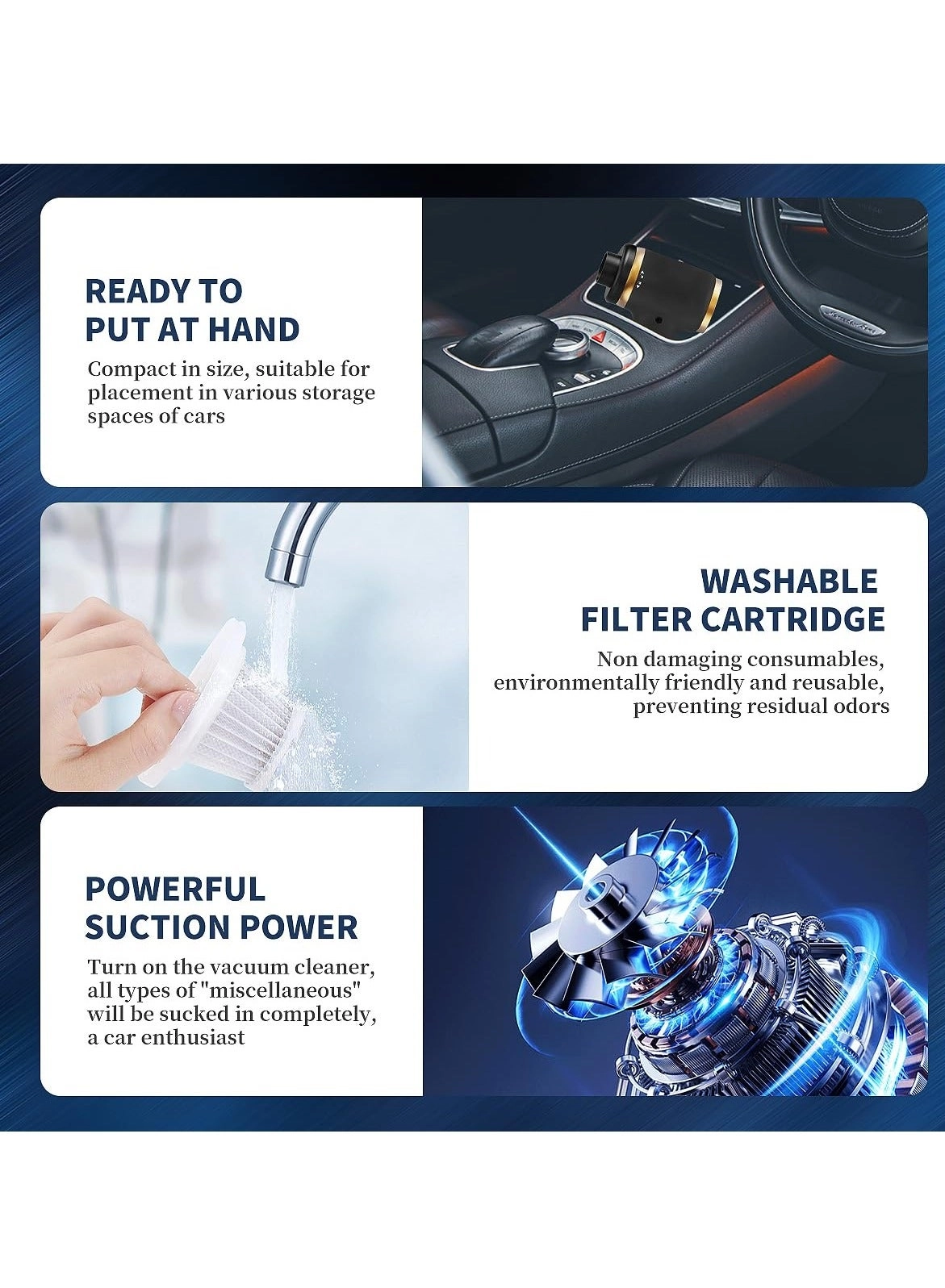 Handheld Vacuum Cleaner - 15000PA 6 in 1 Portable Cordless