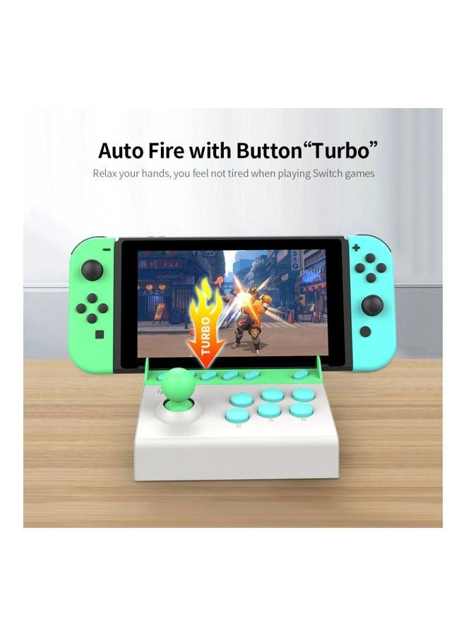 Wireless Arcade Game Joystick - Green/White/Blue Nintendo Switch