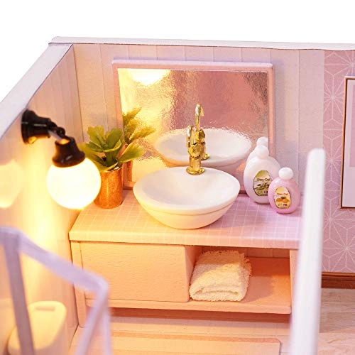 Pinellia Time DIY dollhouse kit - Pink with LED light