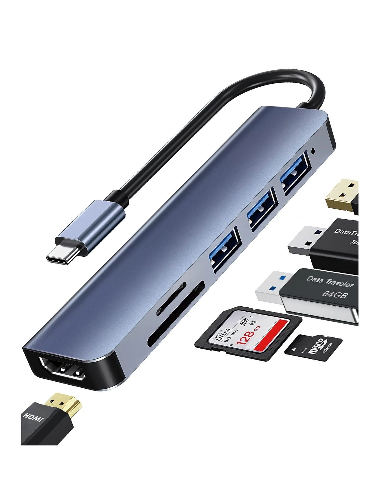 Playx Square HUB-7IN1 - 4K HDMI 100W PD