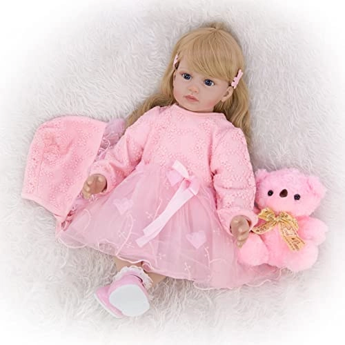 Reborn Baby Doll - 24 Inch Vinyl Cotton Body Pink Yarn Skirt Ages 3+