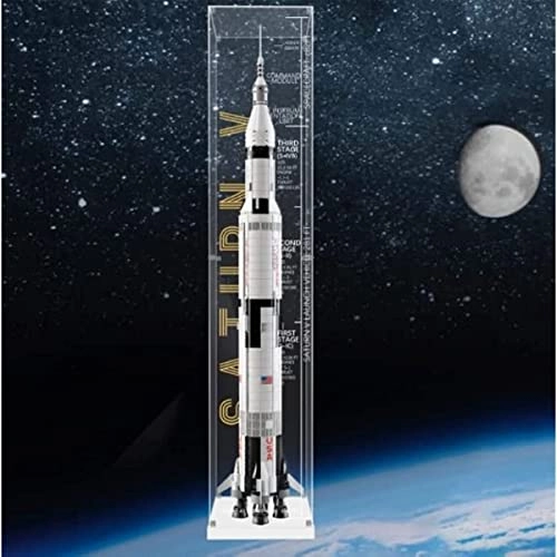 Acrylic Display Case - for 21309 NASA Apollo Saturn V Transparent 22.6 x 22.6 x 107CM