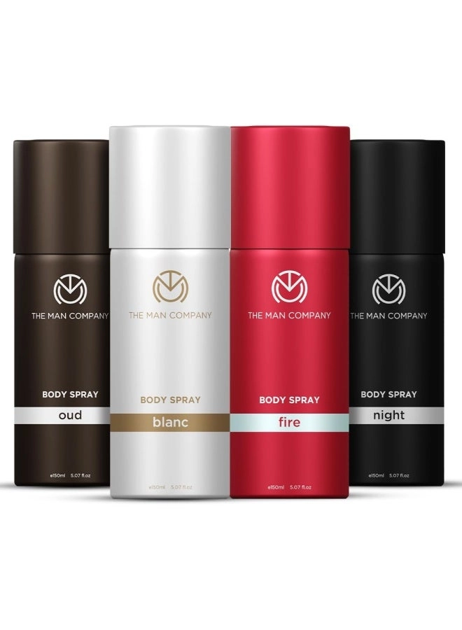 The Man Company Deodorant for Men - Blanc, Fire, Night & Oud 150ml*4 Gift Set
