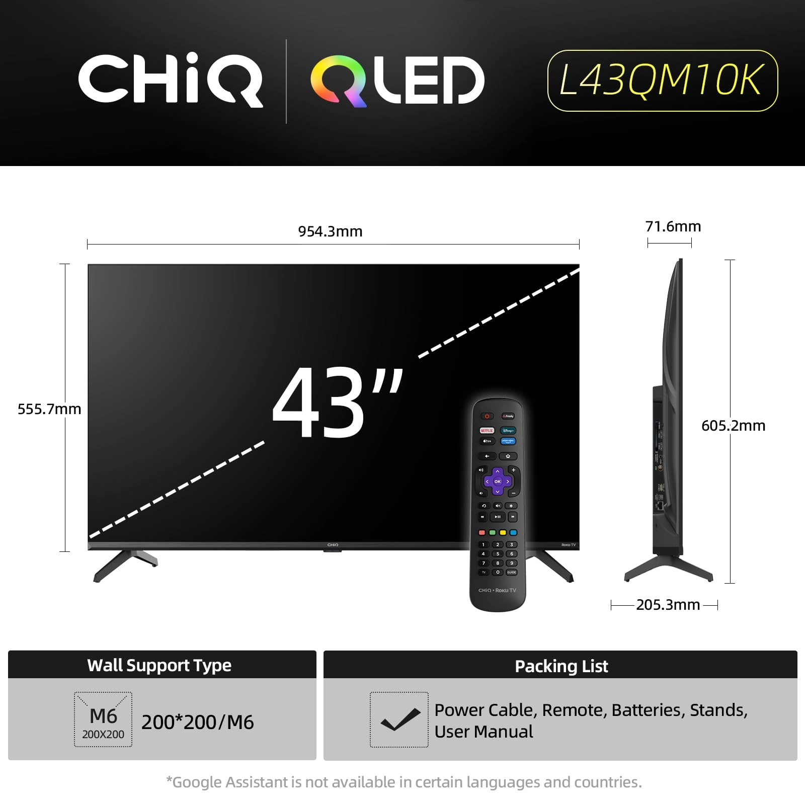 L43QM10K - 43 Inch
