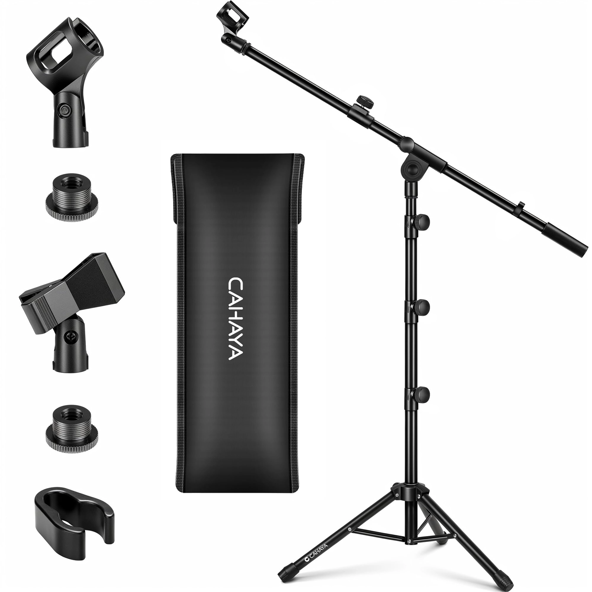 CAHAYA Tripod Boom Sheet Microphone Stand - Black 218 Centimetres