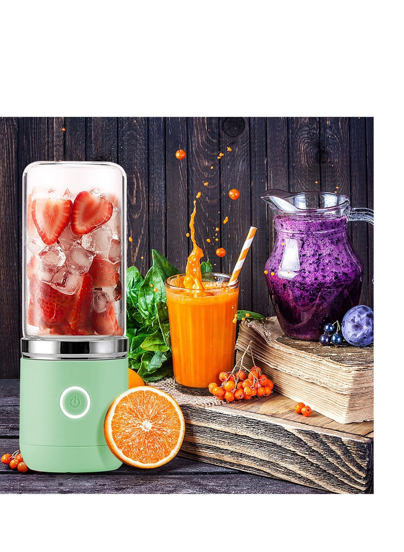 Portable Juice Blender - High Borosilicate Glass 4-Leaf Knife