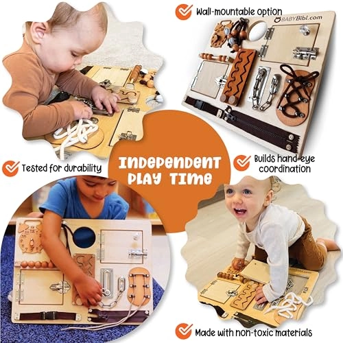 BabyBibi Wooden Busy Board Plane Essentials - 36 months - 8 years 10 pieces