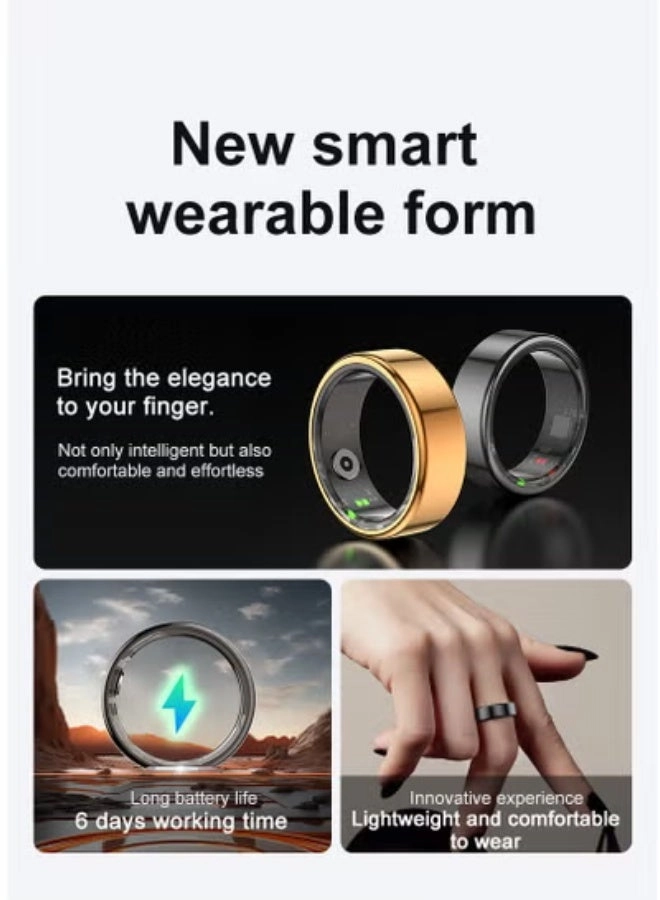 Smart Fitness Ring - Heart Rate Oxygen Sleep Tracking IP68 Waterproof Size 11