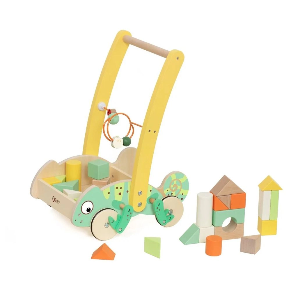 Baby Walker With Blocks - 28 Pc Set Chameleon