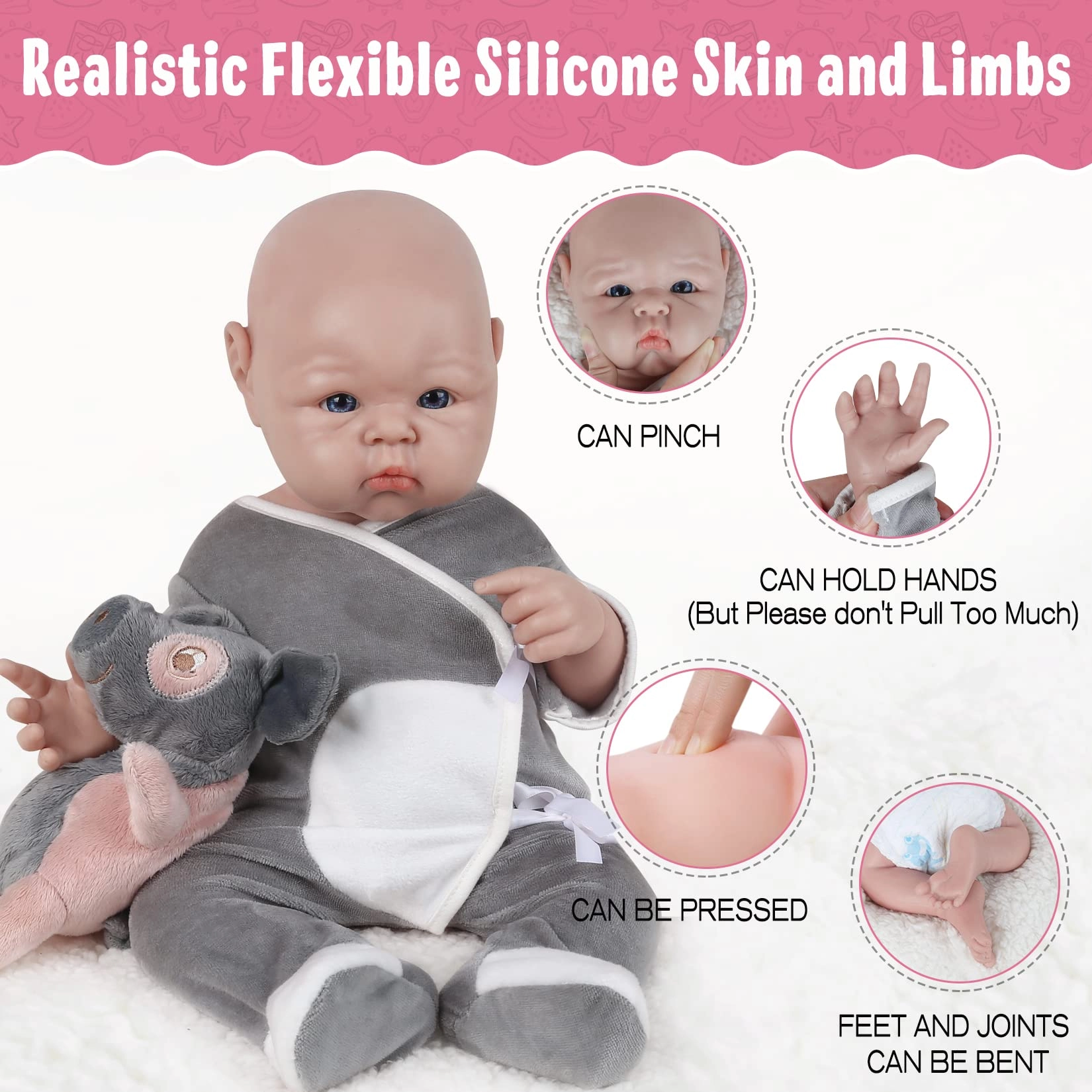 Reborn Baby Doll - 19 inch Silicone Boy Ages 3+