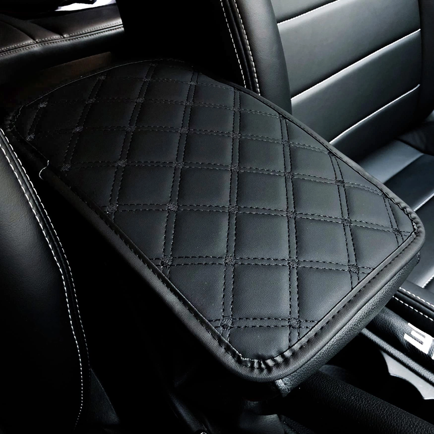 Cotree Car Armrest Cover - PU Leather Black&Red
