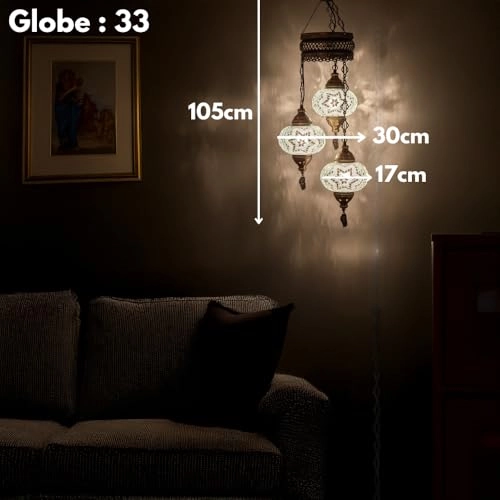 3-Globe Mosaic Ceiling Chandelier