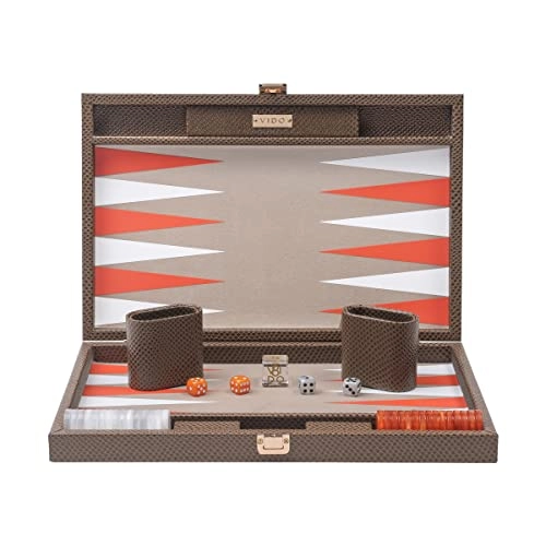 Backgammon Set - Medium Chestnut Vegan Leather