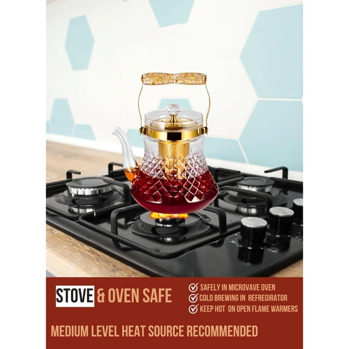 Glass Teapot - heat-resistant glass 1200ml