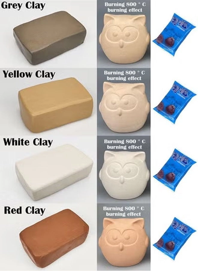 Clay - Kaolin 4 x yellow clay, 4 x white clay
