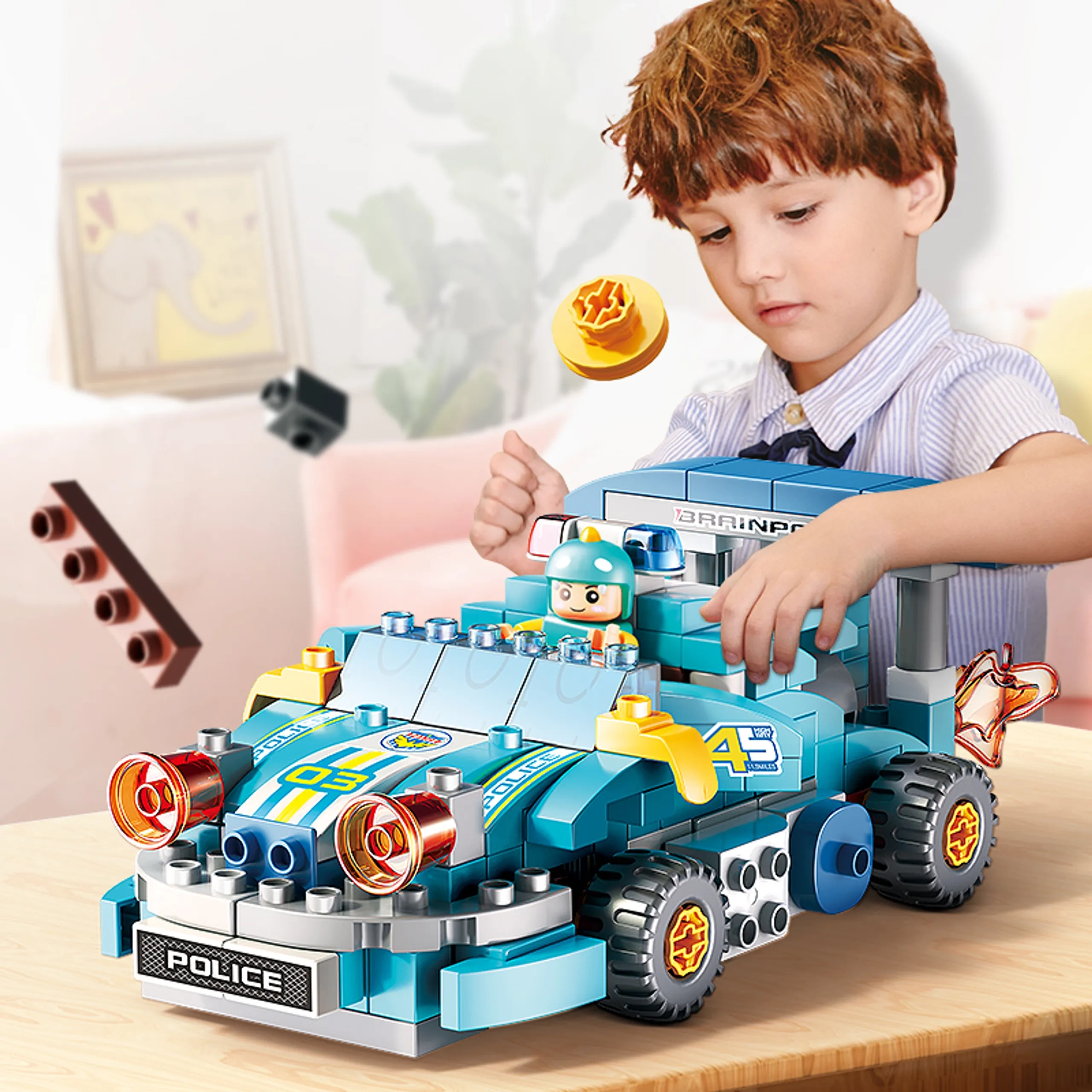 Changeable Racing Big Building Block Set - Police 182 pcs