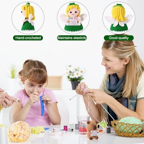 Crochet Fairy Doll - 9 x 7 x 6 cm yarn