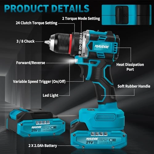 Cordless Drill Tool Set - 2.0Ah 21V